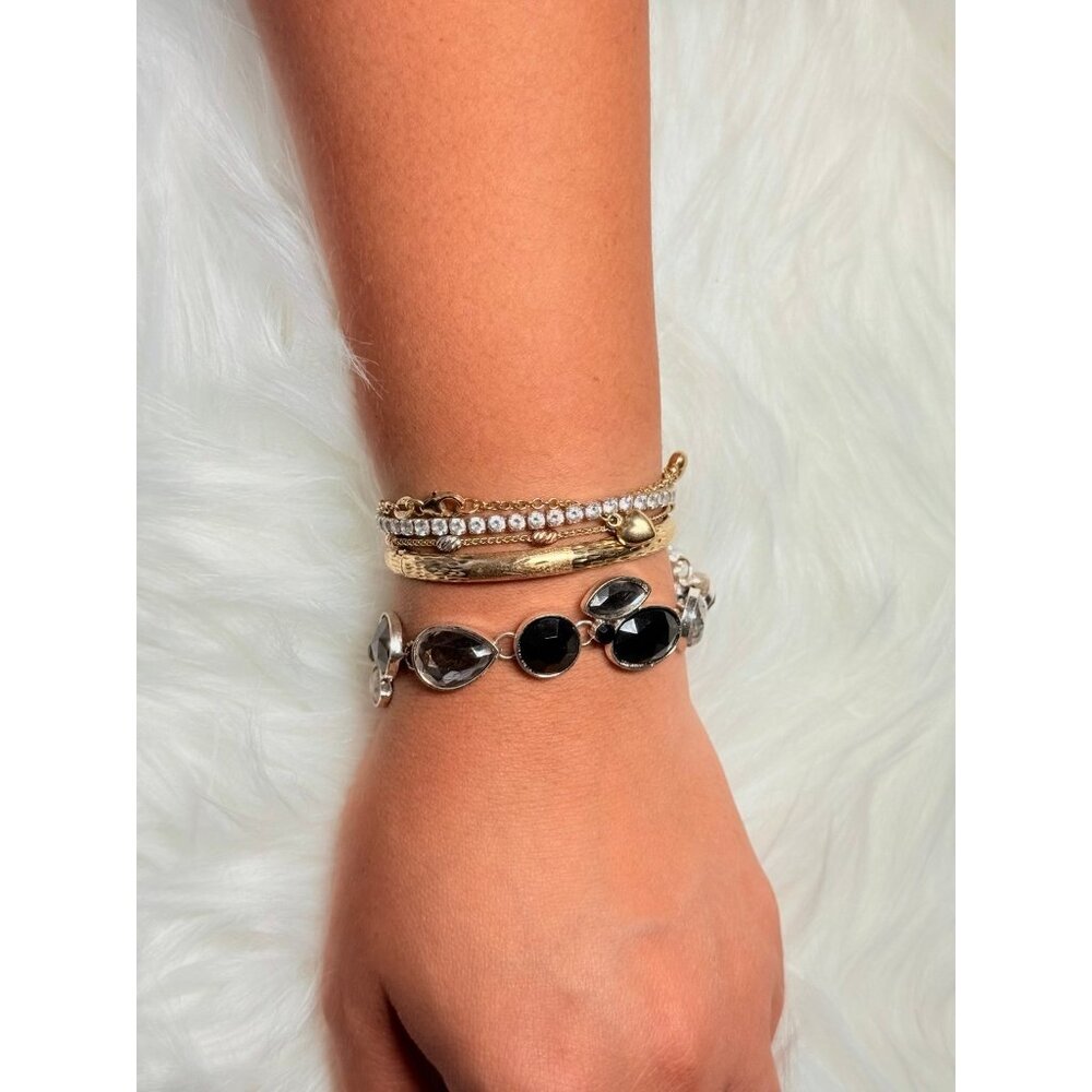Black & Clear Rhinestones Bracelet (d) - Picture 5 of 5